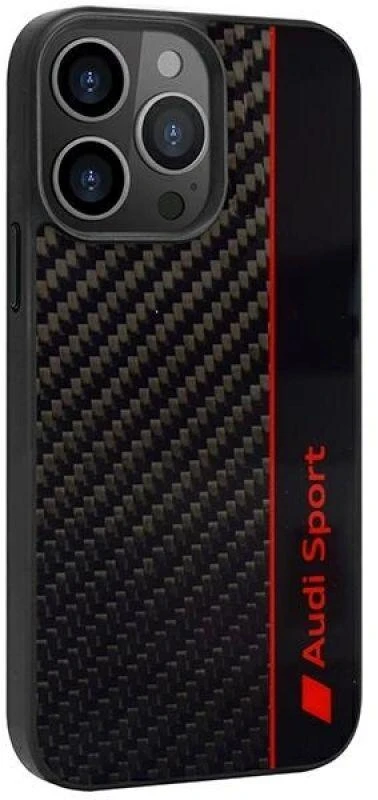 Audi Carbon Fiber Stripe Apple iPhone 13 Pro / 13 6.1″ juodos spalvos kietas dėklas AUS-TPUPCIP13 P-R8/D1-BK