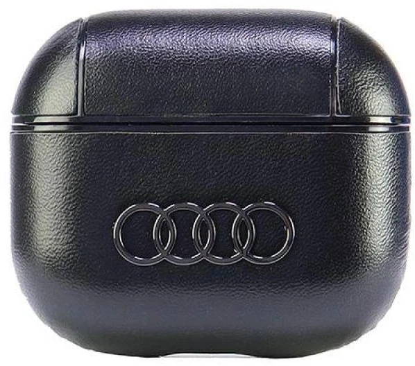 Audi Leather Big Logo AirPods 3 dėklas juodos spalvos AU-AP3-GT/D3-BK