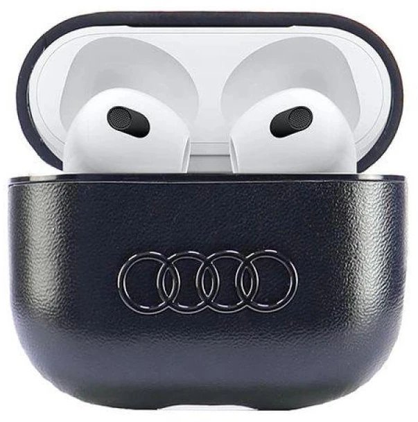 Audi Leather Big Logo AirPods 3 dėklas juodos spalvos AU-AP3-GT/D3-BK