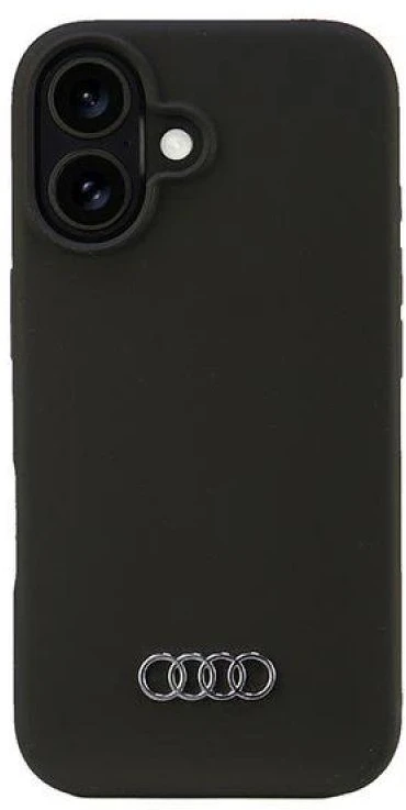 Audi Silicone Dėklas Apple iPhone 16 6.1″ juodos spalvos kietas dėklas AU-LSRIP16-Q3/D1-BK