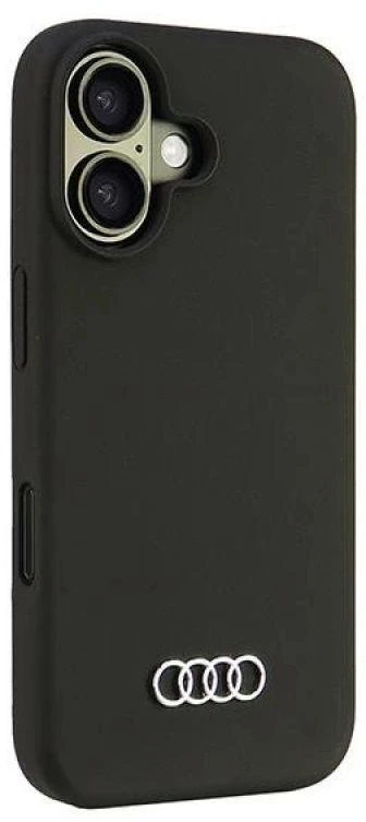 Audi Silicone Dėklas Apple iPhone 16 6.1″ juodos spalvos kietas dėklas AU-LSRIP16-Q3/D1-BK