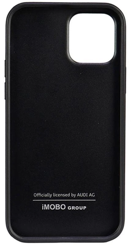 Audi Synthetic Leather Apple iPhone 12 / 12 Pro 6.1″ juodos spalvos kietas dėklas AU-TPUPCIP12 P-TT/D1-BK
