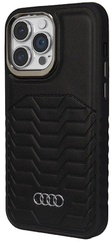 Audi Synthetic Leather MagSafe Apple iPhone 14 Pro Max 6.7″ juodos spalvos kietas dėklas AU-TPUPCMIP14PM-GT/D3-BK