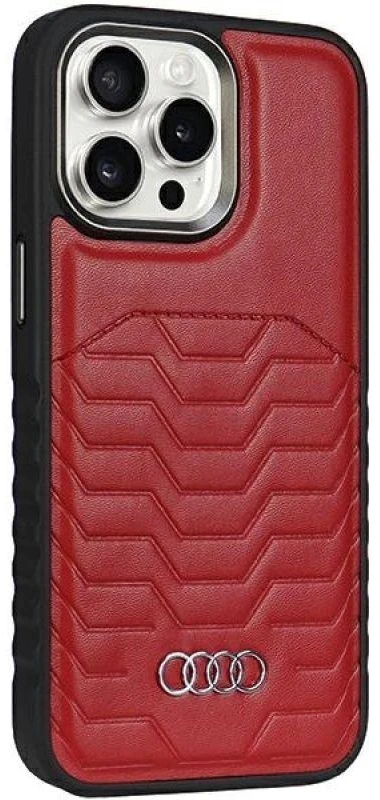 Audi Synthetic Leather MagSafe Apple iPhone 14 Pro 6.1″ red kietas dėklas AU-TPUPCMIP14P-GT/D3-RD