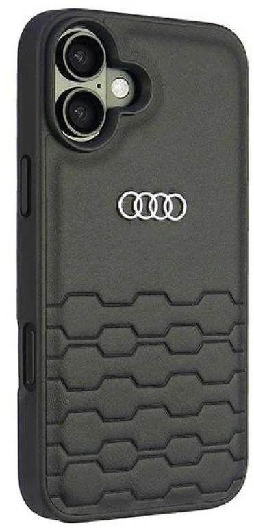 Audi Synthetic Leather Apple iPhone 16 Plus 6.7″ juodos spalvos kietas dėklas AU-TPUPCIP16M-GT/D2-BK