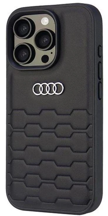 Audi Synthetic Leather Apple iPhone 16 Pro 6.3″ juodos spalvos kietas dėklas AU-TPUPCIP16P-GT/D2-BK