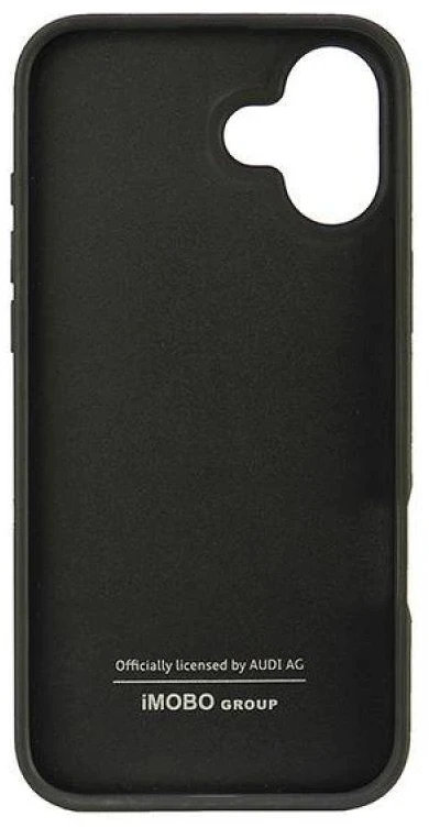 Audi Synthetic Leather Apple iPhone 16 Plus 6.7″ juodos spalvos kietas dėklas AU-TPUPCIP16M-GT/D2-BK