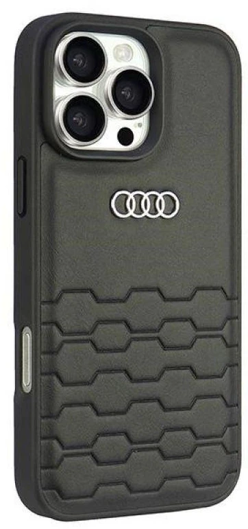 Audi Synthetic Leather Apple iPhone 16 Pro Max 6.9″ juodos spalvos kietas dėklas AU-TPUPCIP16PM-GT/D2-BK