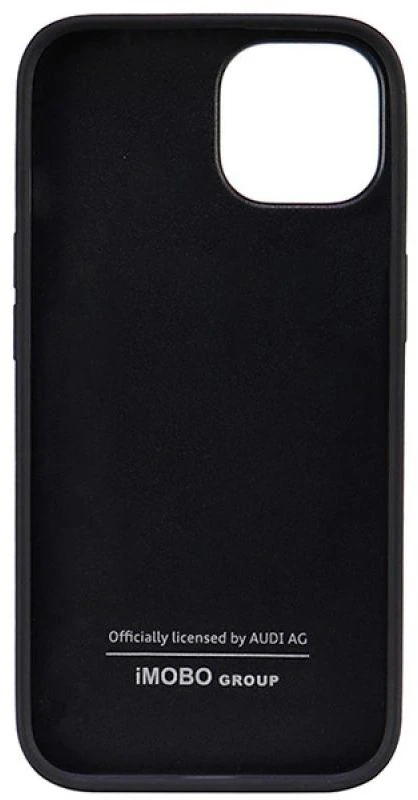 Audi Synthetic Leather Apple iPhone 14 / 15 / 13 6.1″ juodos spalvos kietas dėklas AU-TPUPCIP14-TT/D1-BK