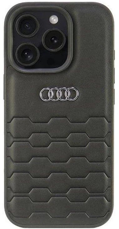 Audi Synthetic Leather Apple iPhone 16 Pro 6.3″ juodos spalvos kietas dėklas AU-TPUPCIP16P-GT/D2-BK