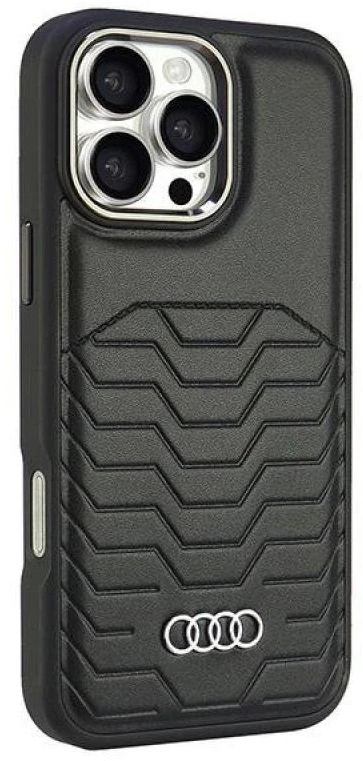 Audi Synthetic Leather MagSafe Apple iPhone 16 Pro Max 6.9″ juodos spalvos kietas dėklas AU-TPUPCMIP16PM-GT/D3-BK