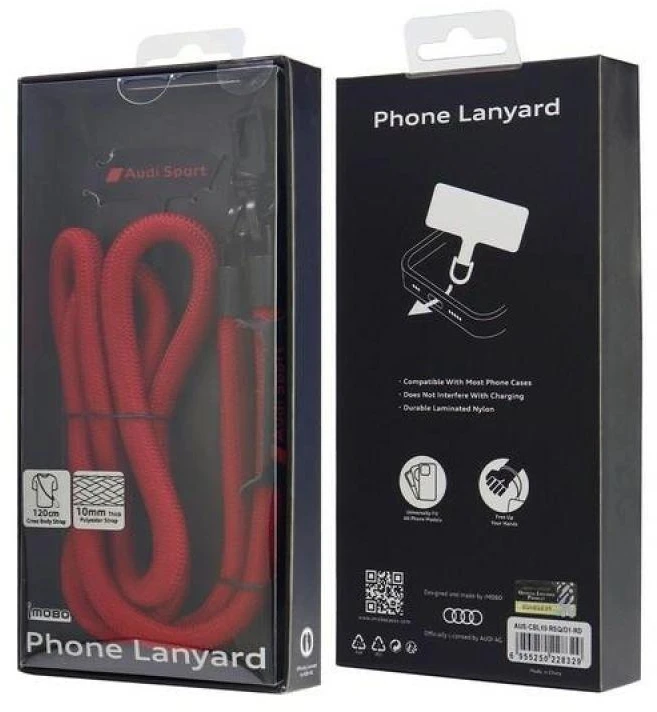 Audi virvelė telefonui 120cm10mm crossbody red AUS-CBL10-RSQ/D1-RD