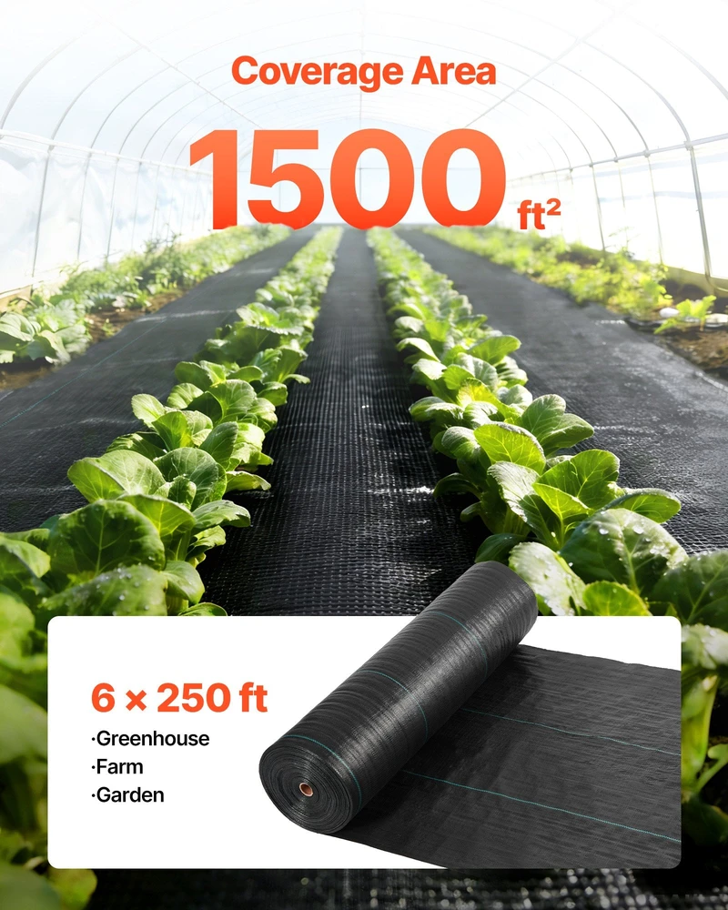VEVOR Piktžolių barjeras 1.8x76.2m 141.7g juodas