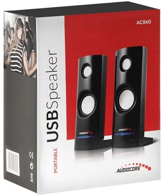 AUDIOCORE AC860 kompiuterinių garsiakalbių komplektas (2.0; juodos spalvos)