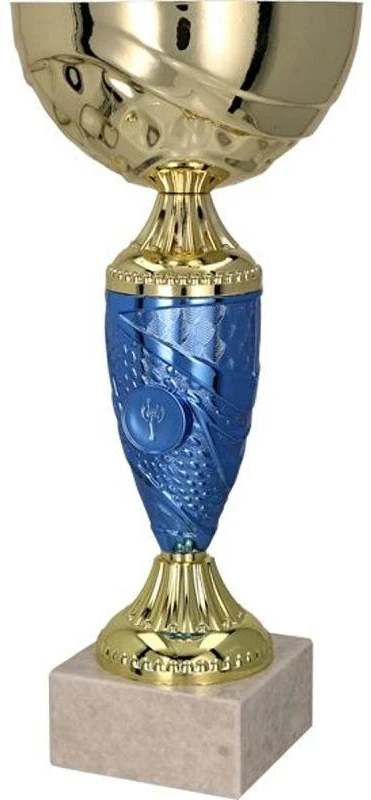 Auksinis ir mėlynas metalinis puodelis TM 9058G