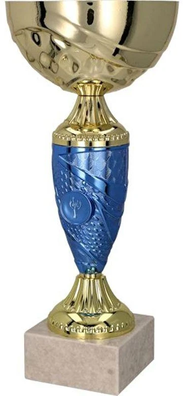 Auksinis ir mėlynas metalinis puodelis TM 9058G