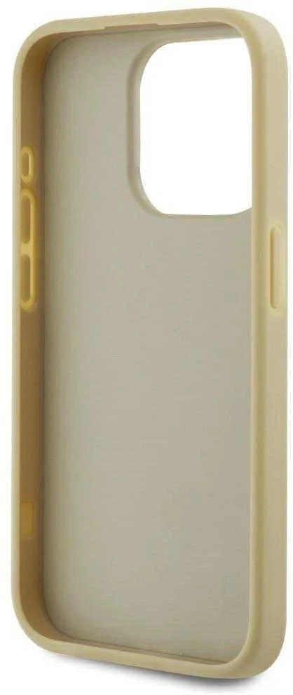 Karl Lagerfeld Wrinkled PU Signature Logo dėklas telefonui Apple iPhone 15 Pro Max aukso spalvos