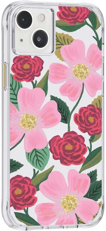 Rifle Paper Clear - dėklas decorated in auksinis skirtas Apple iPhone 14 Plus Rose Garden