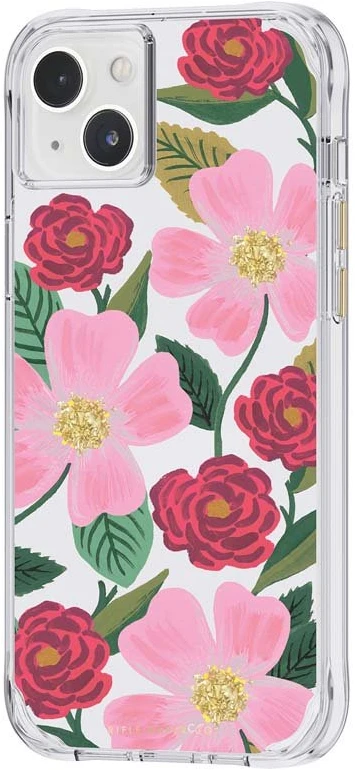 Rifle Paper Clear - dėklas decorated in auksinis skirtas Apple iPhone 14 Plus Rose Garden