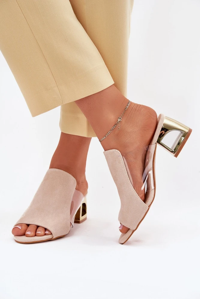 Aukštakulnės basutės su aukso spalvos kulnu Step in style