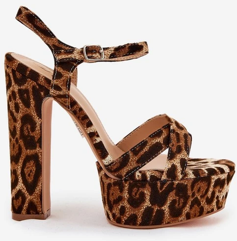 Aukštakulnės basutės su platforma, leopardo rašto