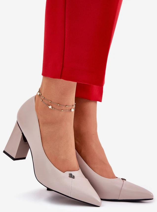Aukštakulniai bateliai pilki elegantiški moteriški