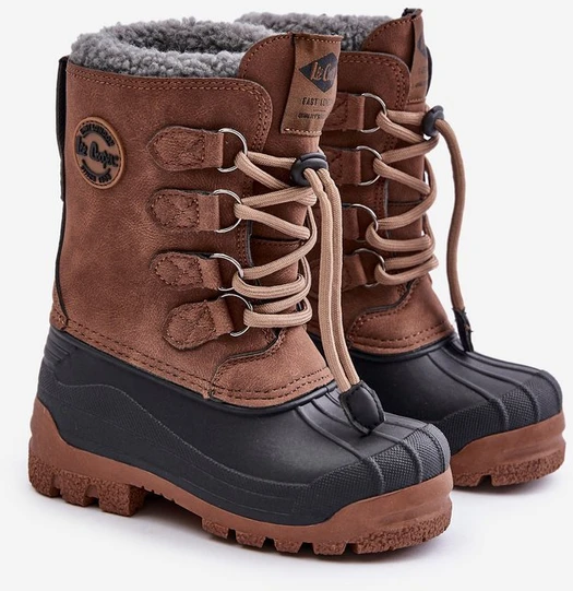 Aukšti šilti žieminiai sniego batai su raišteliais rudos spalvos Lee Cooper