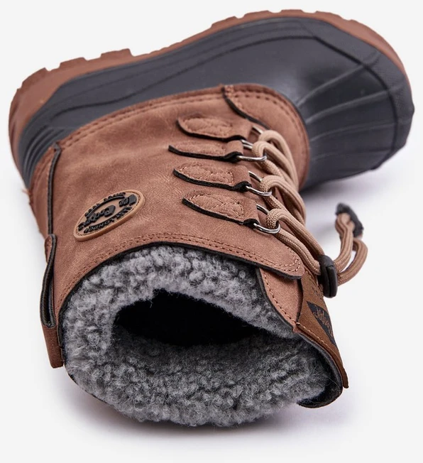 Aukšti šilti žieminiai sniego batai su raišteliais rudos spalvos Lee Cooper