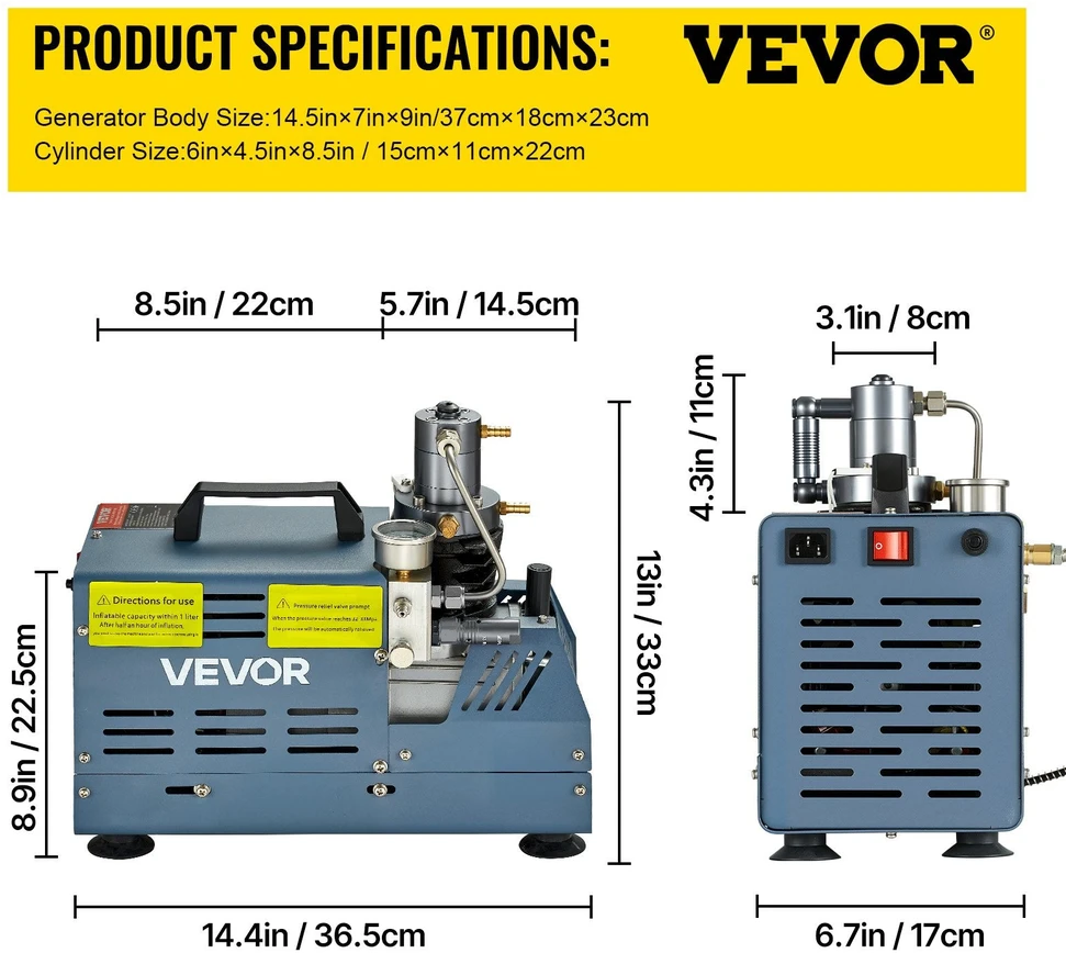 VEVOR Aukšto slėgio oro kompresorius 4500PSI, 1800W