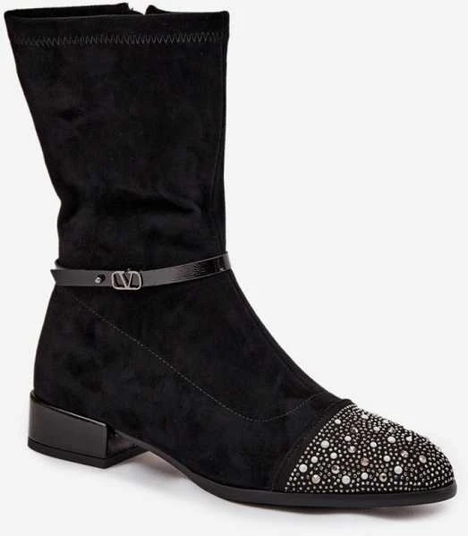 Aulinukai juodi su blizgiu nosele ir dirželiu Step in Style