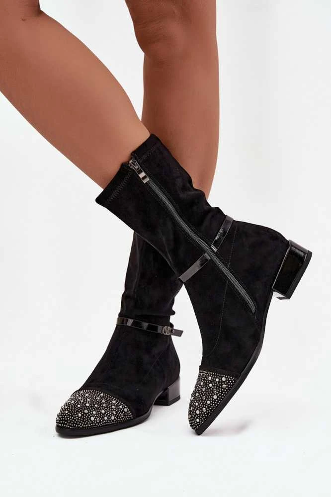 Aulinukai juodi su blizgiu nosele ir dirželiu Step in Style