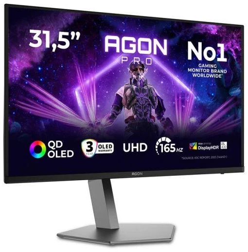 Monitorius AOC AGON PRO AG326UD, 31.5", QD OLED, 4K UHD, 165 Hz, HDR 400 TrueBlack, 0,03 ms