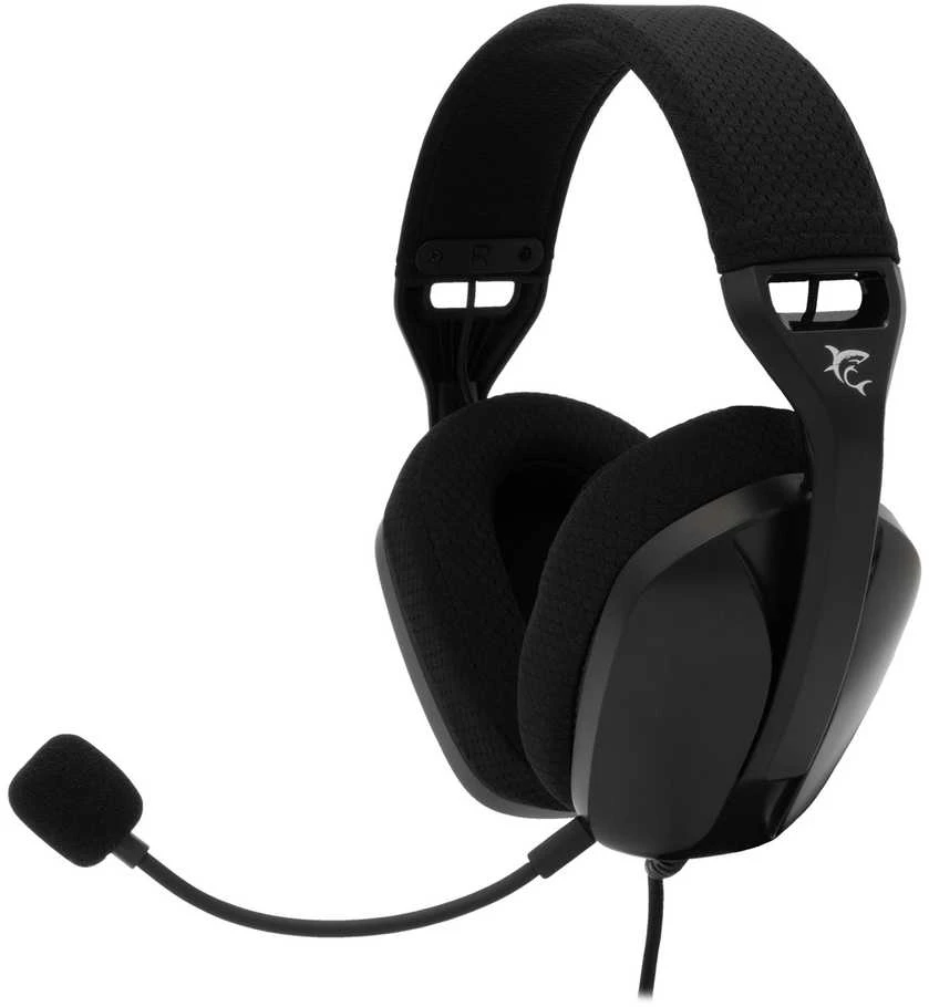 White Shark Baltas Shark Baltas Shark žaidimų ausinės SPARROW, pro PC, PS4/PS5, Mac, juodos spalvos (GH-2443)