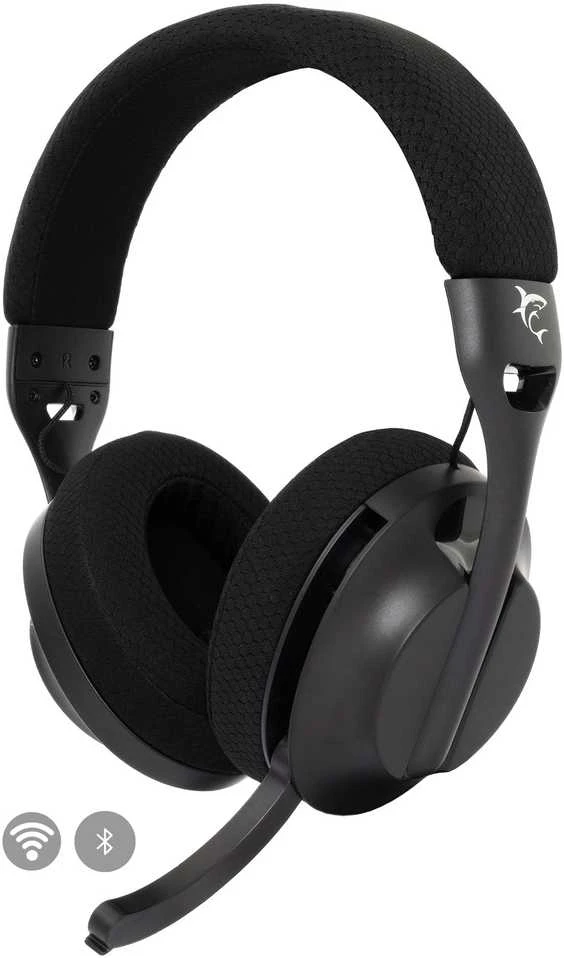 White Shark Baltas Shark Baltas Shark žaidimų belaidės ausinės FALCON, skirta PC, PS4/PS5, Mac, juodos spalvos