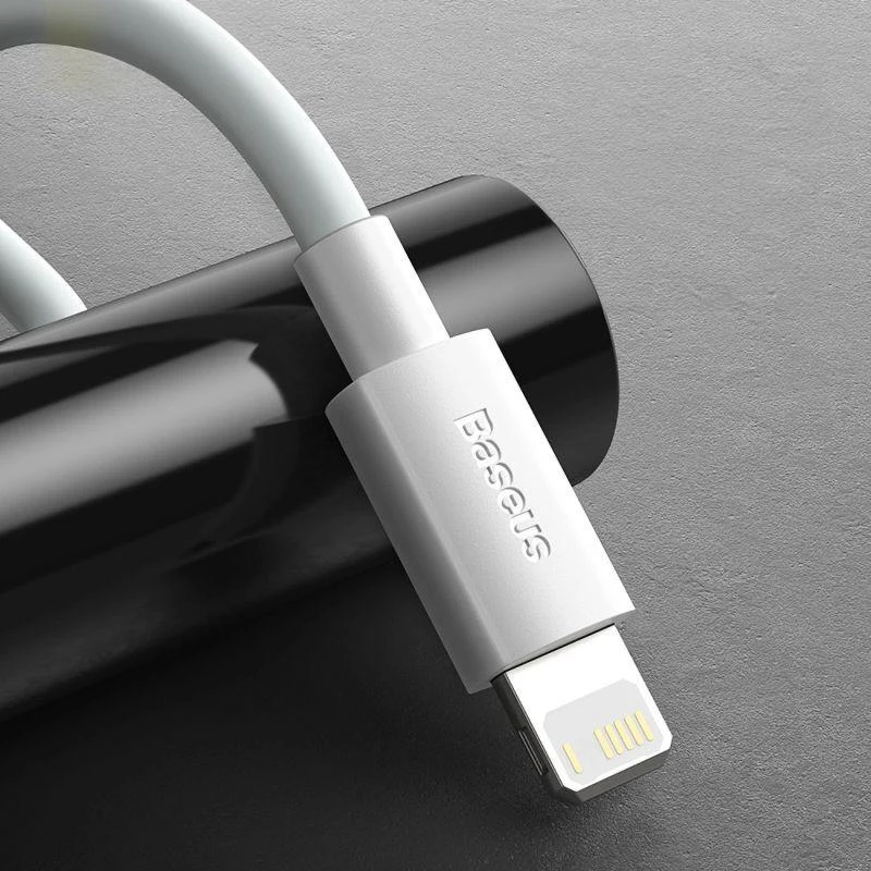 Baseus Simple Wisdom duomenų kabelio komplektas iš USB-C į Lightning PD 20W (2 Vnt), 1.5 m baltos spalvos