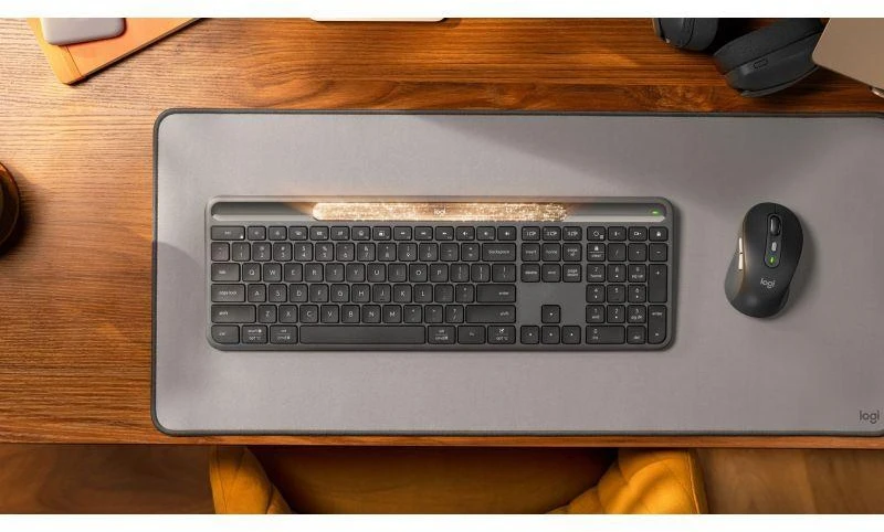Ausinės Belaidė klaviatūra Logitech Signature Slim Solar+ K980, universali, RF ir Bluetooth ryšys, QWERTY UK International išdėstymas, grafito spalva