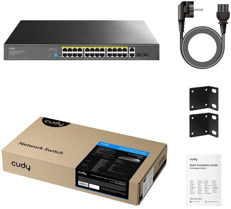 Šakotuvas 24 prievadų komutatorius CUDY GS1026PS2