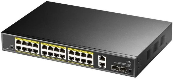 „Cudy GS1026PS2“ nevaldomas „Gigabit Ethernet“ (10/100/1000) komutatorius su PoE palaikymu, juodas