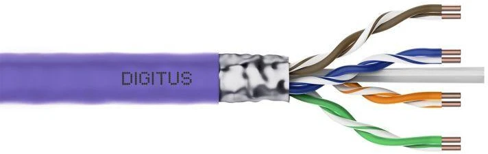 Assmann Electronic DIGITUS montavimo kabelis cat.6, F/UTP, Dca, vientisas laidas, AWG 23/1, LSOH, 100m, violetinis, folijuotas