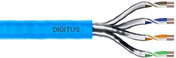 Digitus Montavimo kabelis Cat.6A, U/FTP, B2ca, AWG 23/1, LSOH, 100m, Mėlynas, Kartoninė pakuotė