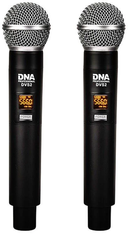 DNA Professional DVS2 - belaidis mikrofonas, 2 rankiniai siųstuvai + bazinis blokas (560–590 MHz)