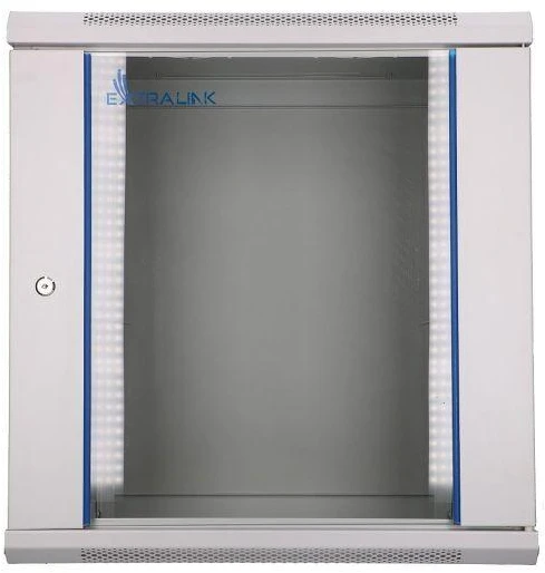 Extralink Sieninė spinta su stiklinėmis durimis12U 600x600 , pilka