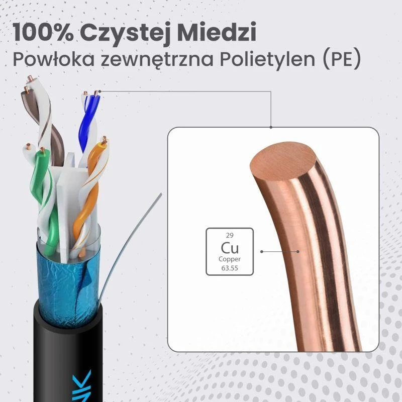 Tinklo laidas Extralink CAT6 FTP lauko tinklo kabelis 305 m, juodas, Native