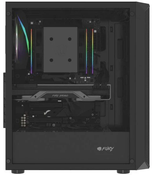 Ausinės FURY KOMPIUTERIO KORPUSAS FURY SHOBO RGB MIDI TOWER SU LANGU Juodas