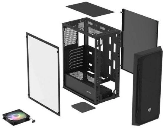 Ausinės FURY KOMPIUTERIO KORPUSAS FURY SHOBO RGB MIDI TOWER SU LANGU Juodas