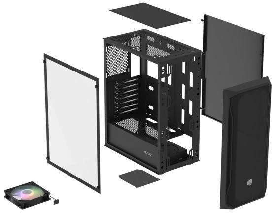 Ausinės FURY KOMPIUTERIO KORPUSAS FURY SHOBO RGB MIDI TOWER SU LANGU Juodas