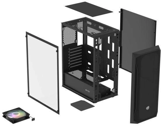 Ausinės FURY KOMPIUTERIO KORPUSAS FURY SHOBO RGB MIDI TOWER SU LANGU Juodas