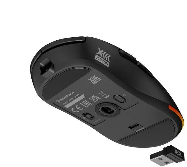 Ausinės GENESIS Zircon XIII Žaidimų pelė Ambididextriška RF Belaidė + USB Type-C Optinė 26000 DPI