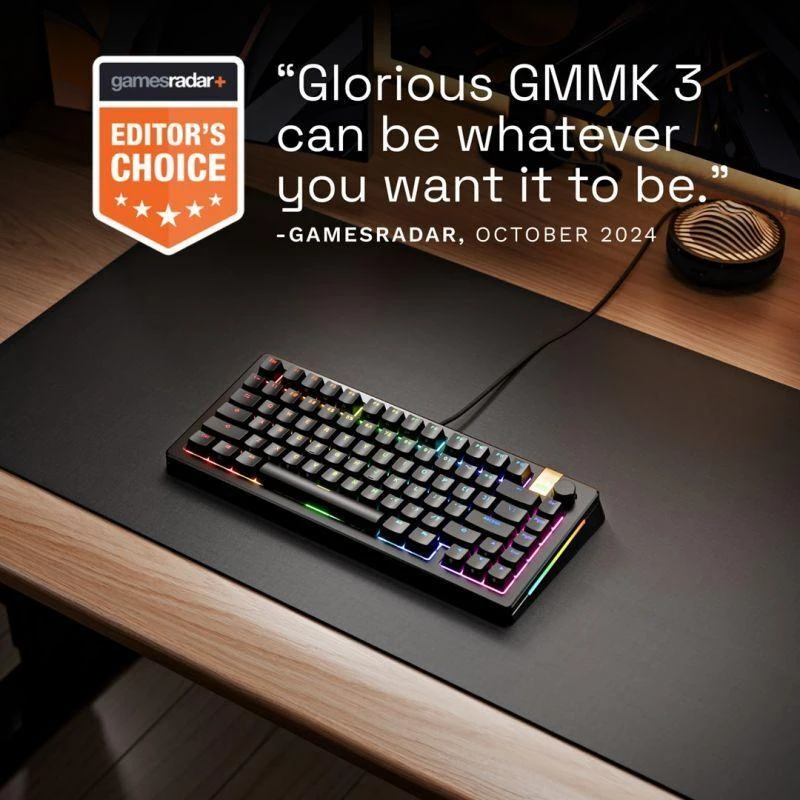 Glorious GMMK 3 Pro HE 75 % žaidimų klaviatūra – Pre-Built, ANSI US išdėstymas, Fox HE Switches, juodos spalvos