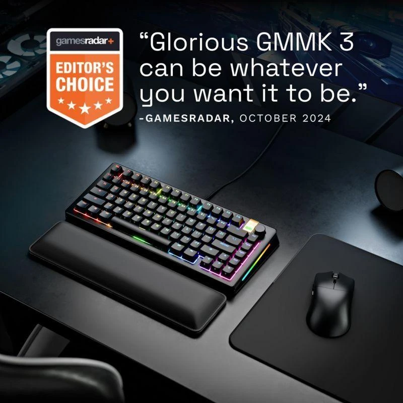 Glorious GMMK 3 Pro HE 75 % žaidimų klaviatūra – Pre-Built, ANSI US išdėstymas, Fox HE Switches, juodos spalvos